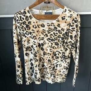 Karen Scott Leopard Print Women's‎ Top Long Sleeve Soft size Small